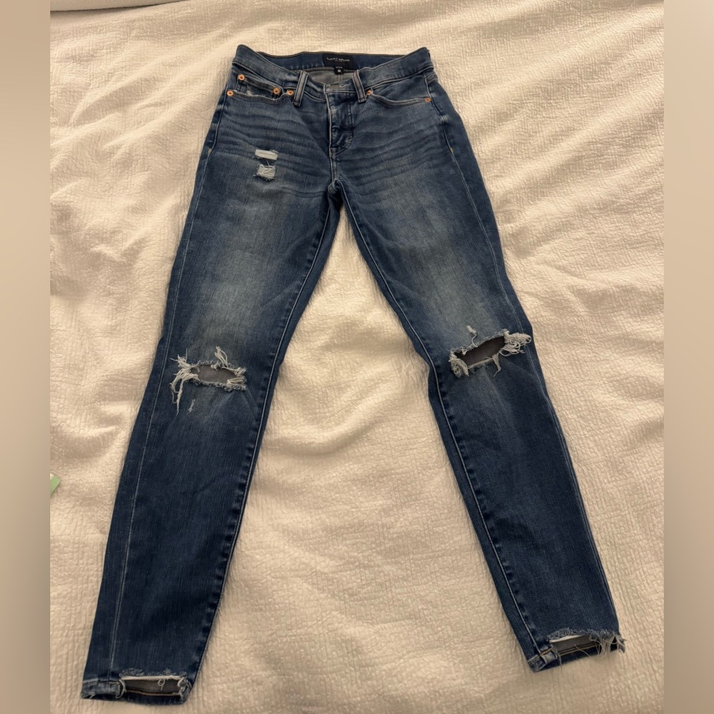 Lucky Brand Jeans Womens 4/27 Blue Denim Los Angeles Distressed Skinny Leg